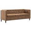 vidaXL Chesterfield Sofa-Set 3-tlg. Stoffpolsterung Braun Wildlederoptik