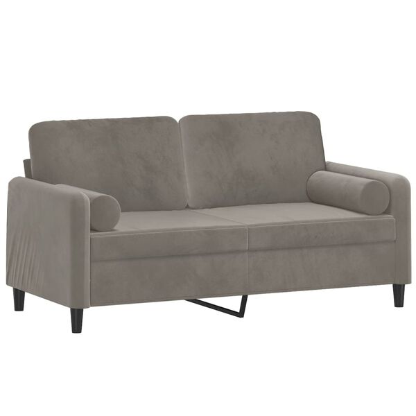 vidaXL 2-Sitzer-Sofa mit Kissen Hellgrau 140 cm Samt