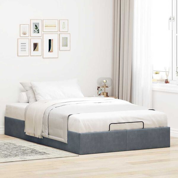 vidaXL Ottoman-Bett ohne Matratze Dunkelgrau 120x190 cm Samt