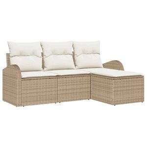 vidaXL Gartensofa-set Beige Poly-Rattan
