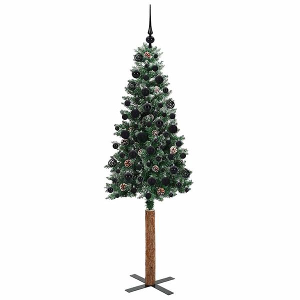 vidaXL Schlanker Weihnachtsbaum mit 300 LEDs mit St&auml;nder Gr&uuml;n 180 cm