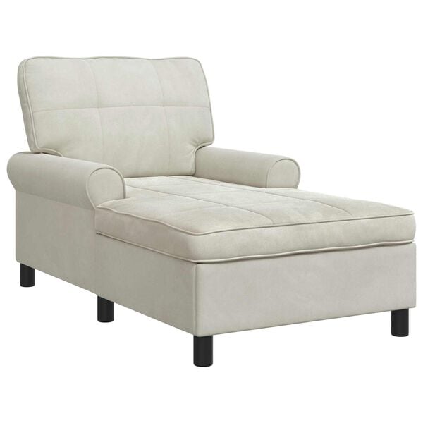 vidaXL Lounge-Liege mit Kissen Creme 91 x 157 x 91 cm Samt