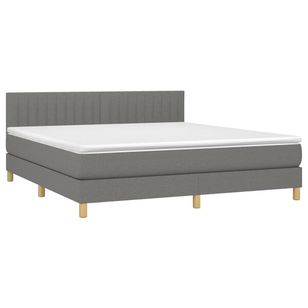 vidaXL Boxspringbett mit Matratze Dunkelgrau 160x200 cm Stoff