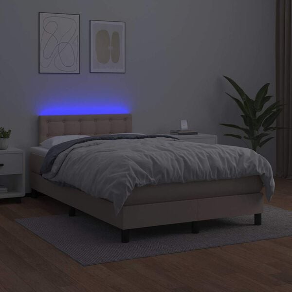 vidaXL Boxspringbett mit Matratze & LED Cappuccino-Braun 120x190 cm