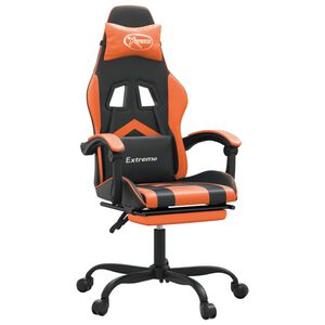 vidaXL Gaming-Stuhl mit Fu&szlig;st&uuml;tze Drehbar Schwarz & Orange Kunstleder
