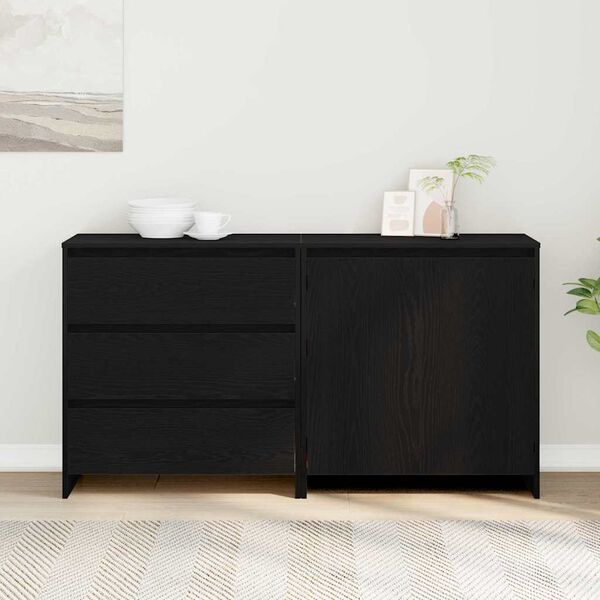 vidaXL Sideboard 2 pcs Schwarz 70 x 41 x 75 cm Holzwerkstoff