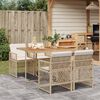 vidaXL 5-tlg. Garten-Essgruppe mit Kissen Beige Poly Rattan