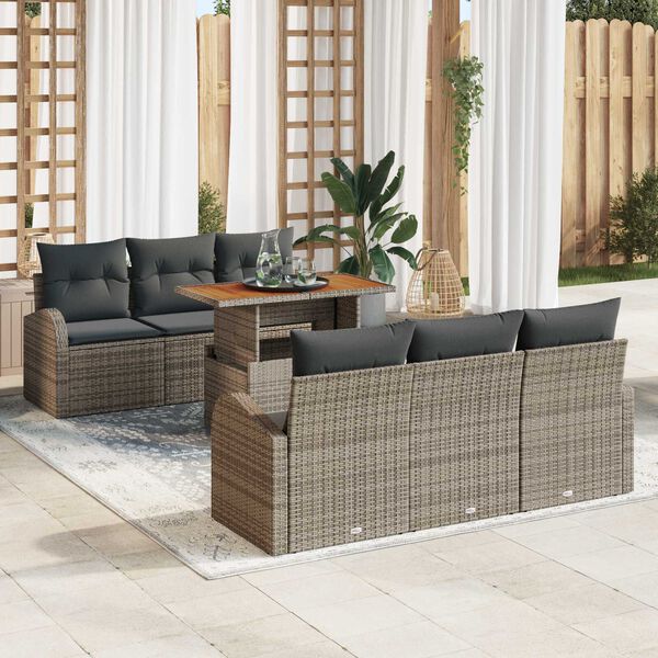 vidaXL Garten-Sofa-Set mit Kissen 7 pcs Grau