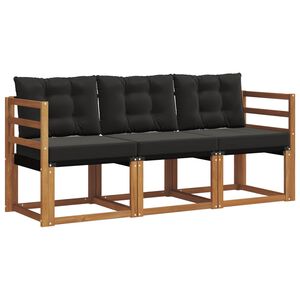 vidaXL Outdoor-Sofagarnitur mit Kissen 3 pcs Nat&uuml;rlich und Schwarz