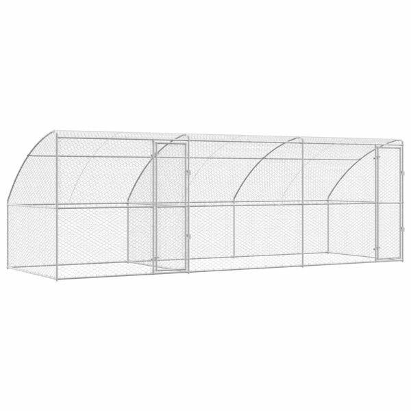 vidaXL Hundek&auml;fig 3 pcs Silber 6 x 2 x 2 m Verzinkter Stahl