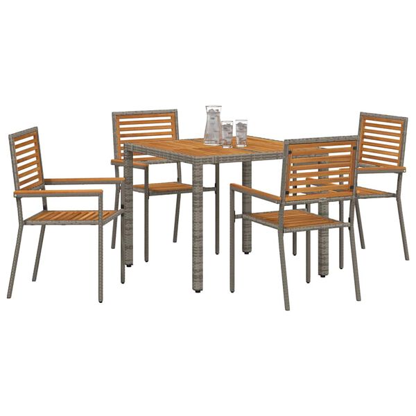 vidaXL Garten Essgruppe 5 pcs Grau und Braun Poly-Rattan