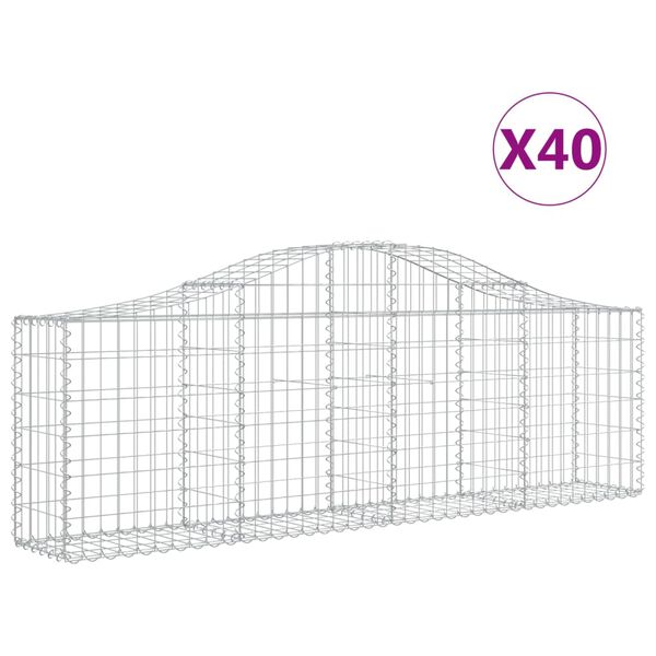 vidaXL Gabionen mit Hochbogen 40 Stk. 200x30x60/80 cm Verzinktes Eisen