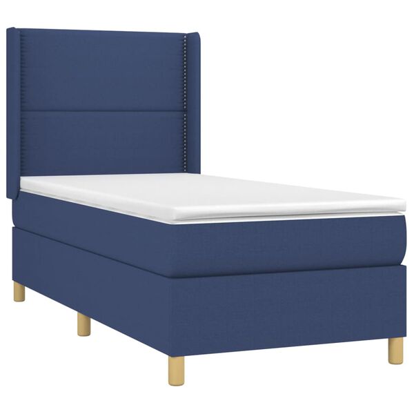 vidaXL Boxspringbett mit Matratze & LED Blau 80x200 cm Stoff