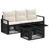 vidaXL Gartensofa-set 4 stk. Schwarz und Cremewei&szlig; Poly-Rattan