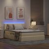vidaXL Bett mit Stauraum und LED mit Matratze Creme 140 x 200 cm Stoff