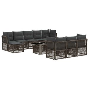 vidaXL Gartensofa-set 11 stk. Grau Poly-Rattan