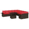 vidaXL 11-teiliges Gartensofa-Set mit Kissen, braun, Polyrattan