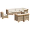 vidaXL 8-tlg. Garten-Sofagarnitur mit Kissen Beige Poly Rattan