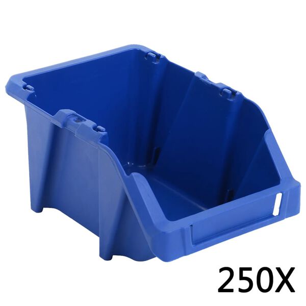 vidaXL Stapelbare Lagerboxen 250 Stk. 103 x 165 x 76 mm Blau
