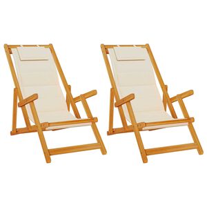 vidaXL Liegestuhl mit Kissen 2 pcs Braun Massivholz Akazie