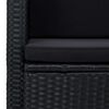 vidaXL 2-Sitzer-Gartensofa mit Auflagen Schwarz Poly Rattan