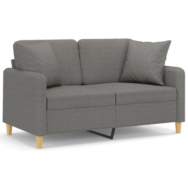 vidaXL 2-Sitzer-Sofa mit Kissen Dunkelgrau 120 cm Stoff