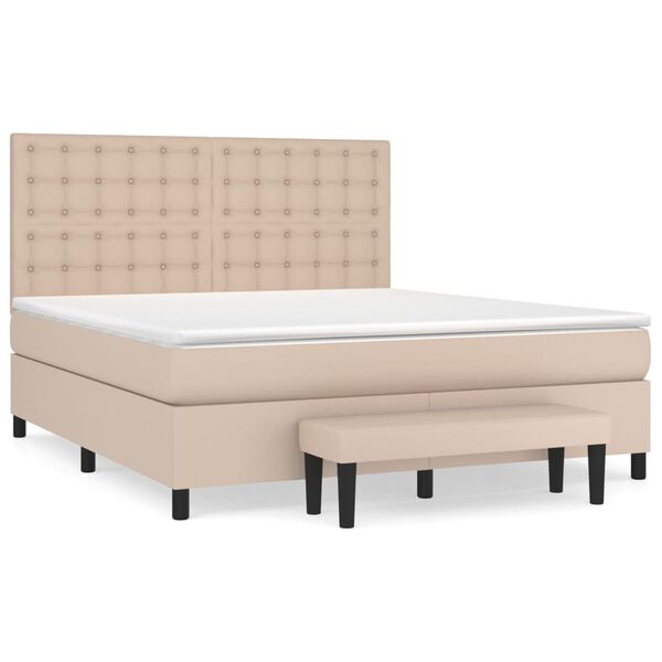 vidaXL Boxspringbett Matratze Cappuccino-Braun 160x200 cm Kunstleder