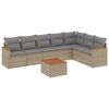 vidaXL 8-tlg. Garten-Sofagarnitur mit Kissen Beige Poly Rattan