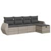 vidaXL 5-tlg. Garten-Sofagarnitur mit Kissen Hellgrau Poly Rattan