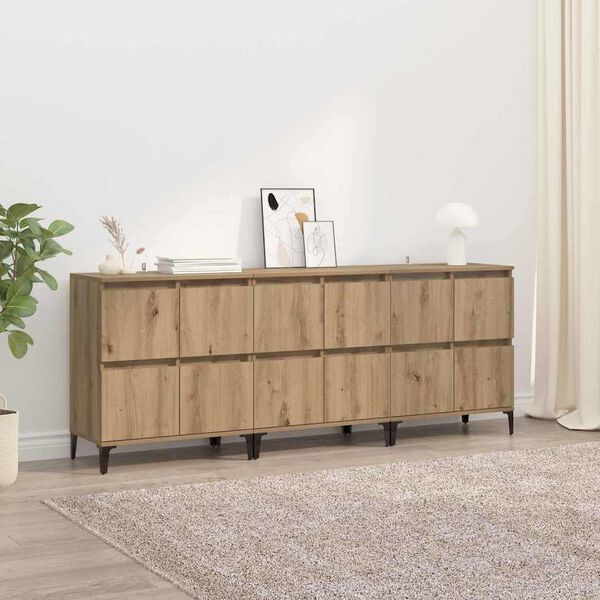 vidaXL Sideboards 3 pcs Artisan-Eiche 60 x 35 x 70 cm Holzwerkstoff