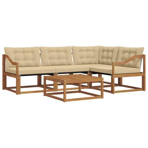 vidaXL Outdoor-Sofagarnitur mit Kissen 5 pcs Natur und Beige
