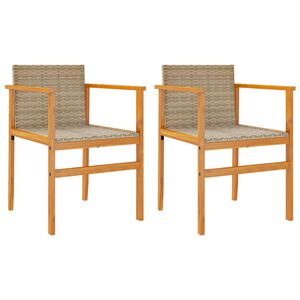 vidaXL Gartenst&uuml;hle mit Kissen 2 Stk. Beige Poly Rattan Massivholz