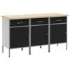 vidaXL Werkbank mit Speicher 3 Stk. Schwarz und Grau 150 x 55 x 85 cm