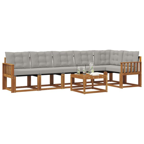 vidaXL Outdoor-Sofagarnitur mit Kissen 7 pcs Nat&uuml;rlich und Hellgrau