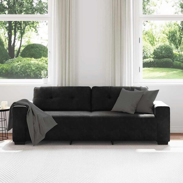 vidaXL 3-Sitzer-Sofa Schwarz 220x78x80 cm Samt