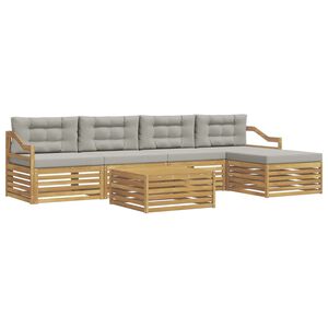 vidaXL Outdoor-Sofagarnitur 6 stk. Wei&szlig; und Hellgrau Polyester