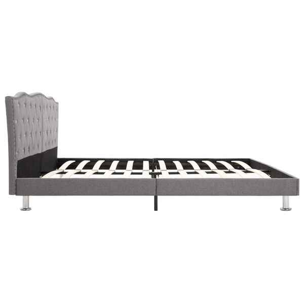 vidaXL Bett mit Matratze Hellgrau Stoff 160 x 200 cm