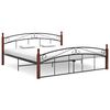 vidaXL Bettgestell Schwarz Metall und Massivholz Eiche 180x200 cm