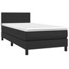 vidaXL Boxspringbett mit Matratze Schwarz 90x190 cm Kunstleder