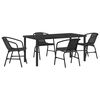 vidaXL Garten Essgruppe 5 pcs Schwarz Pulverbeschichteter Stahl