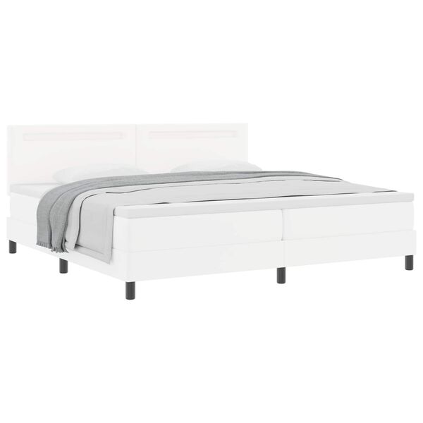 vidaXL Boxspringbett mit Matratze mit LED Wei&szlig; 200 x 200 cm Kunstleder