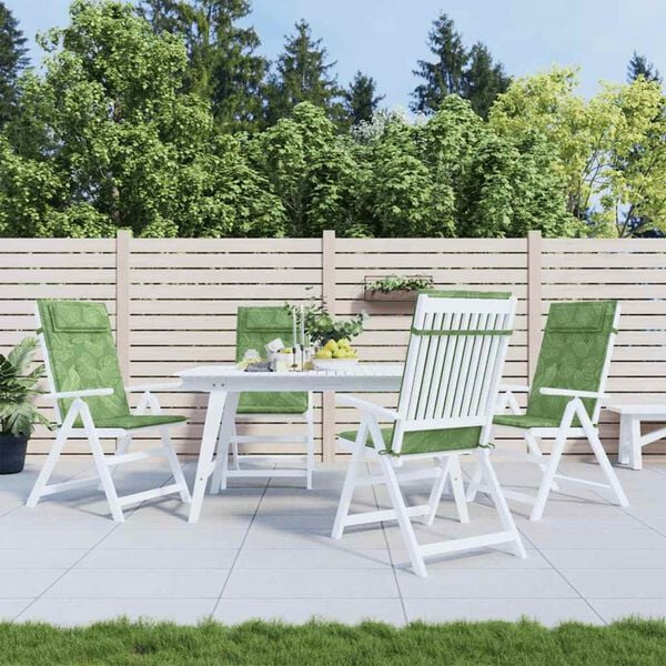 vidaXL Hochlehner-Auflagen 4 Stk. Blattmuster Oxford-Gewebe