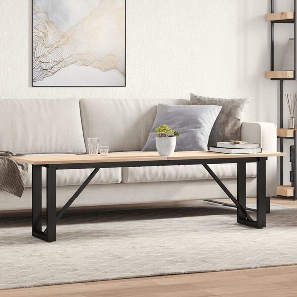 vidaXL Couchtisch O-Gestell 160x40x45 cm Massivholz Kiefer & Stahl