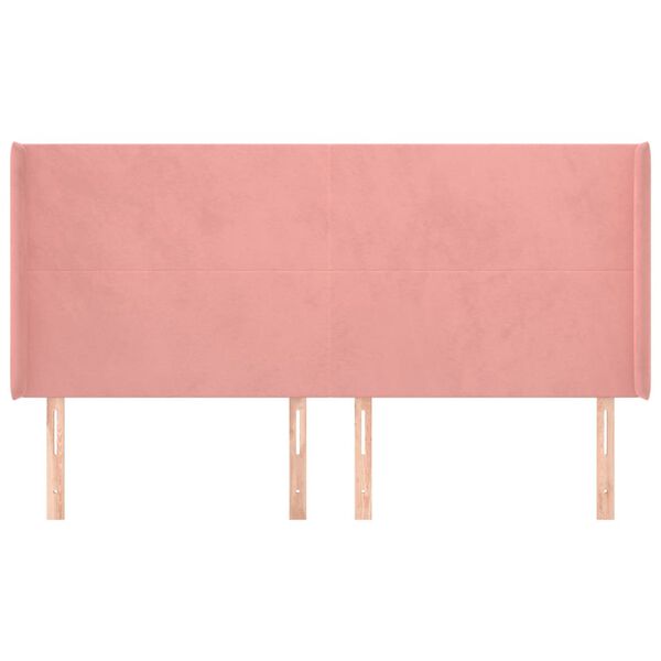 vidaXL Kopfteil mit Ohren Rosa 163x16x118/128 cm Samt