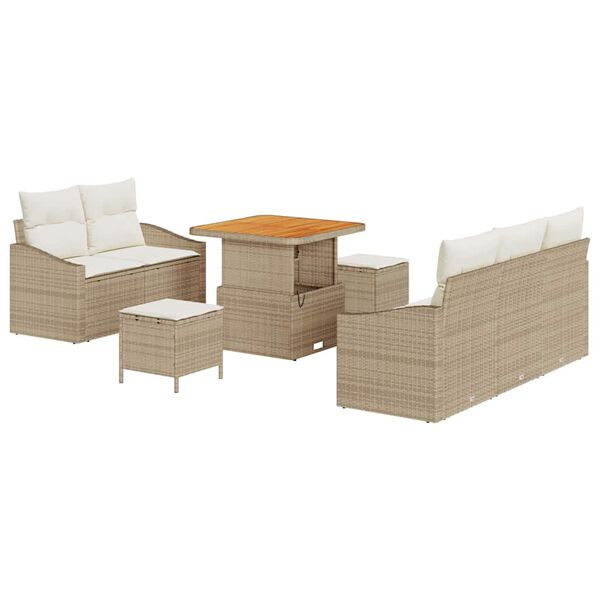 vidaXL Garten-Sofa-Set mit Kissen mit Speicher 8 pcs Beige und Creme