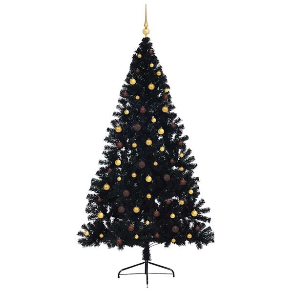 vidaXL K&uuml;nstlicher vorbeleuchteter Weihnachtsbaum Schwarz 240 cm PVC