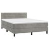 vidaXL Boxspringbett mit Matratze & LED Hellgrau 140x190 cm Samt
