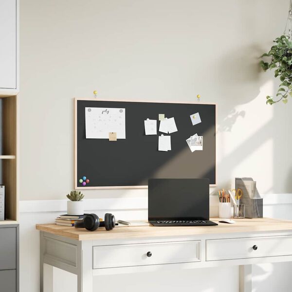 vidaXL Kreidetafel mit Rahmen aus massivem Kiefernholz Schwarz 100 x 55 cm