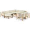 vidaXL 10-tlg. Garten-Lounge-Set mit Cremewei&szlig;en Kissen Bambus