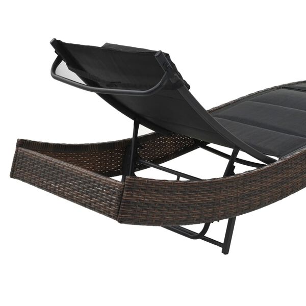 vidaXL Sonnenliege Poly Rattan und Textilene Braun